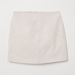 HM Premium Suede Leather Skirt - Cream - Sz 6